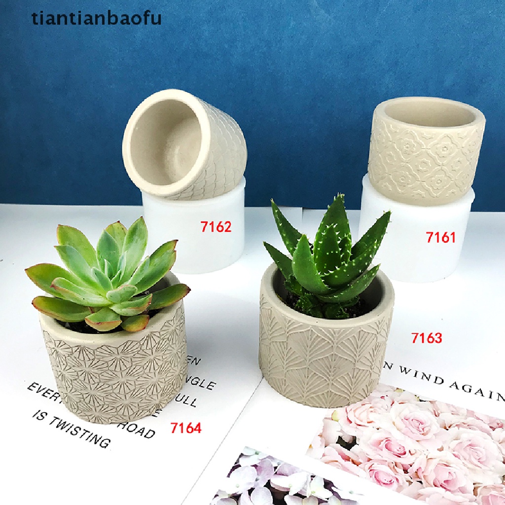 [tiantianbaofu] Silinder Pot Bunga Silikon Cetakan DIY Semen Beton Plester Jar Mold Butik