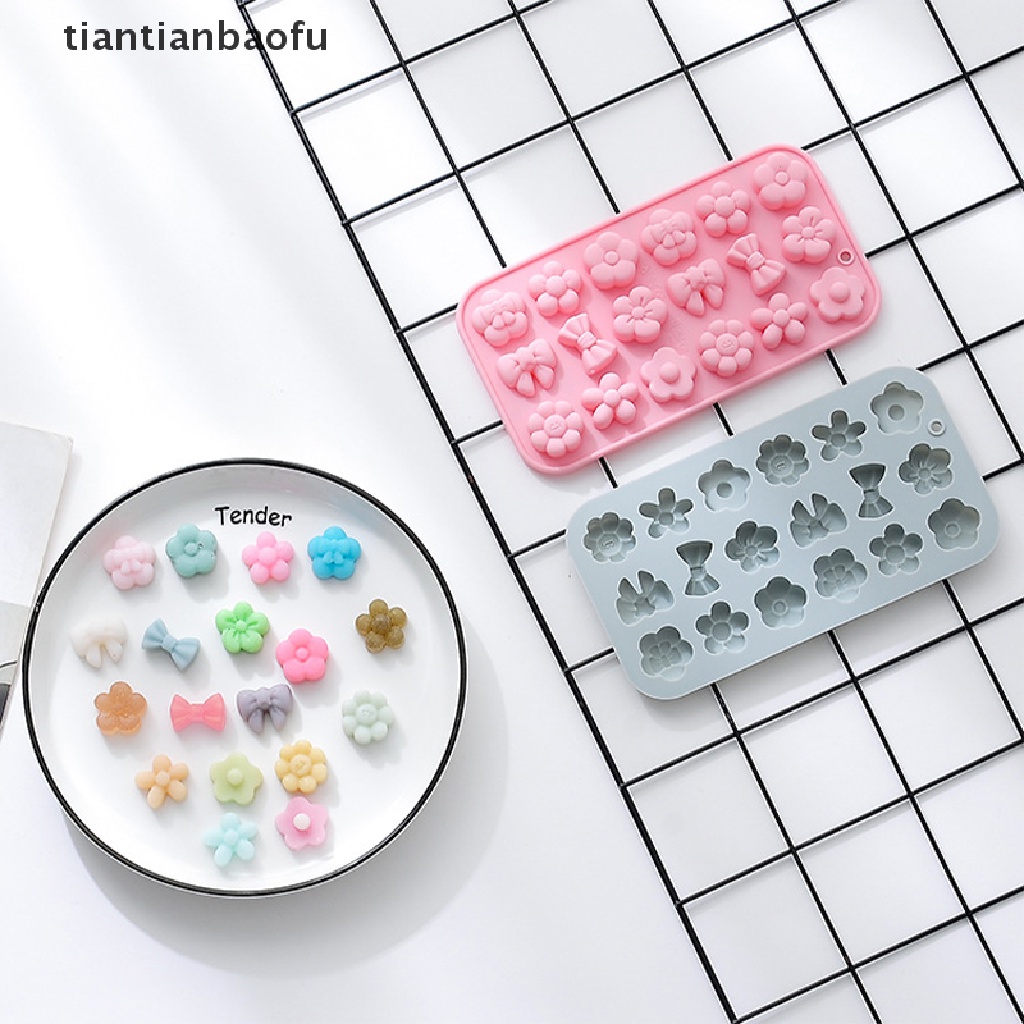 [tiantianbaofu] 1pc 18rongga Bunga Dasi Kupu Silikon Cetakan Coklat DIY Baking Mold Tools Butik