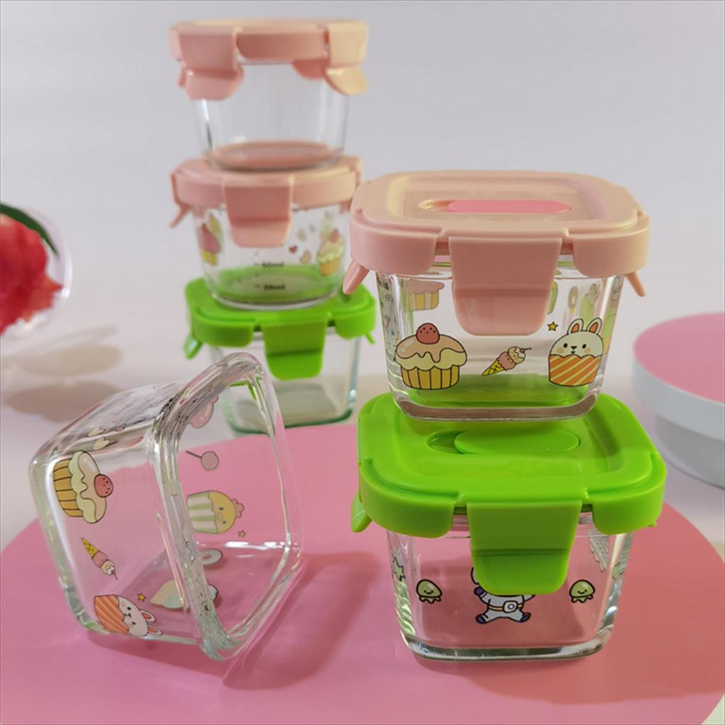 JM0005 Baby Food Container 120ML  Kotak Makanan Kaca Tempat Makan Bayi