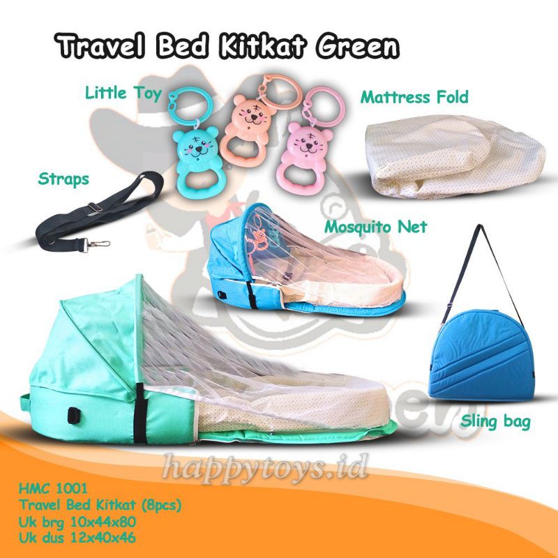 HMC1001 Travel Bed Kitkat Perlengkapan Tempat Tidur Bayi Kelambu Lipat Kasur Bayi Lipat Portable Ker