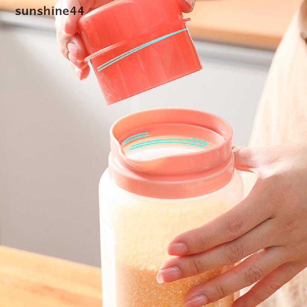 Sunshine 1.5L Toples Makanan Plastik Kue Kering Dapur Sealed Kaleng Dengan Bijian Cangkir Graduated ID