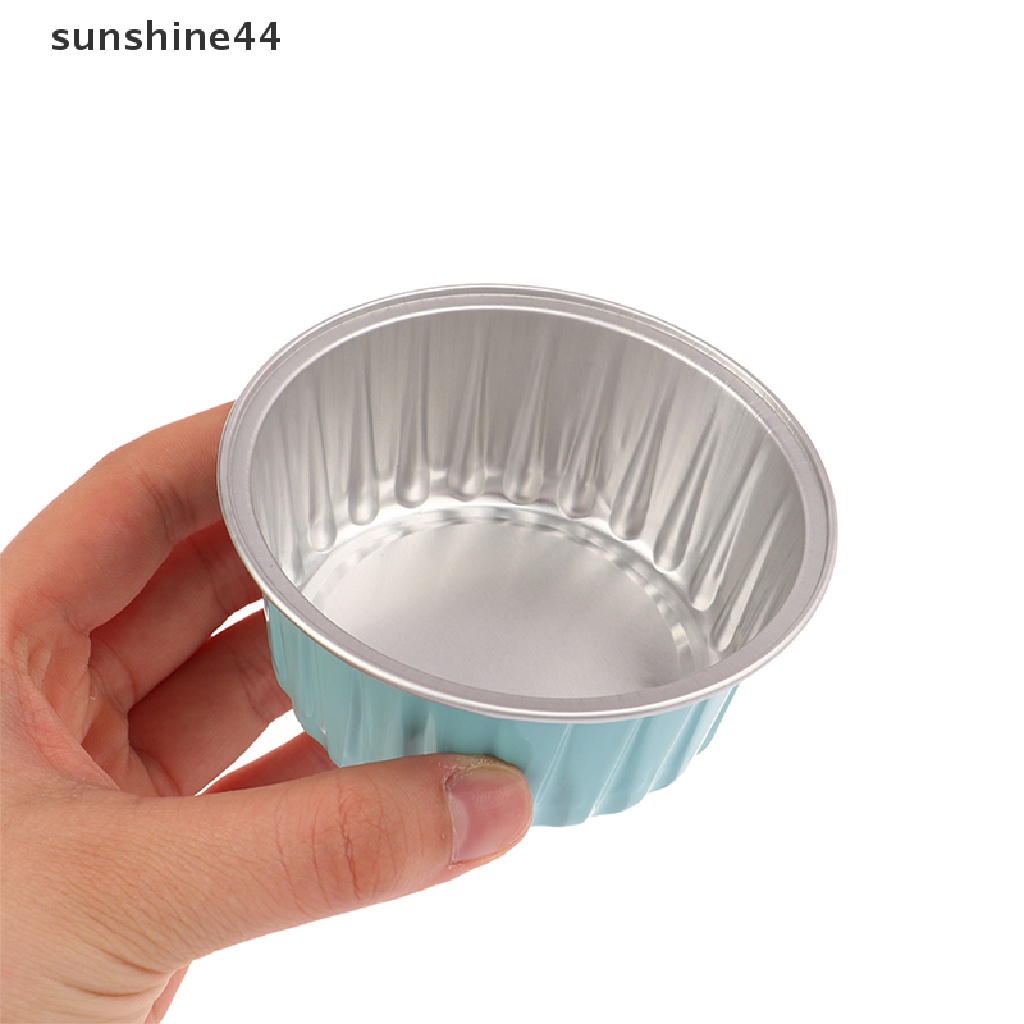 Sunshine 10Pcs Reusable Round Aluminium Foil Loyang Cup Puding Kue Cetakan Baking Tools ID