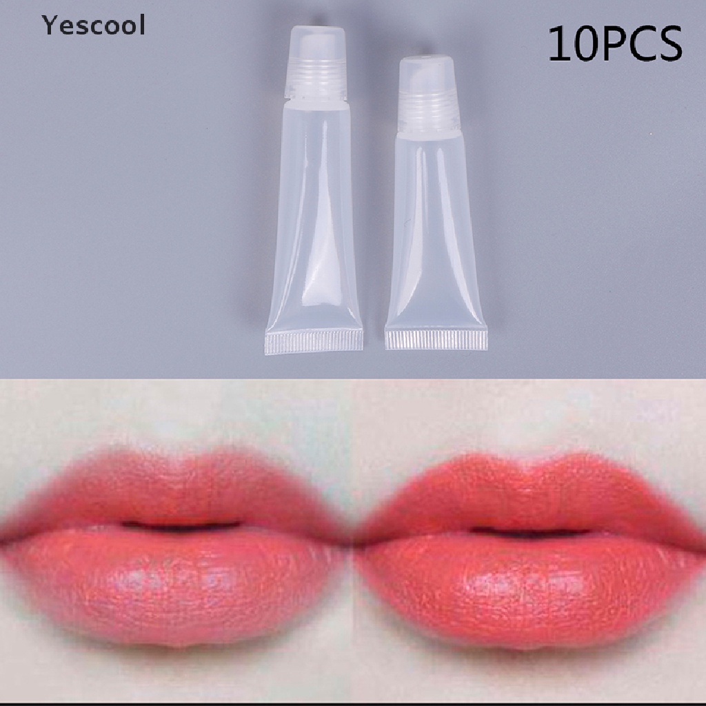 Yescool 10PCS 8ml/15ml Tabung Plastik Kosong Lip Gloss Balm Wadah Kosmetik Bening ID