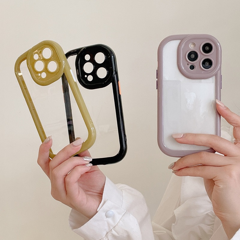 IPHONE Untuk Iphone14 13 12 11 Pro Max Multicolour Anti-drop frame Transparan Casing Pelindung