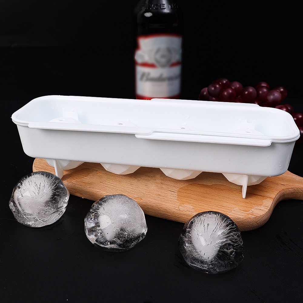 4-grid 5 cm Besar Es Bola Cetakan Cocktail Whiskey Ice Ball Maker Bahan PP Ice Cube Tray Bentuk Berlian Cetakan Es Dapur Bar Perlengkapan Pesta