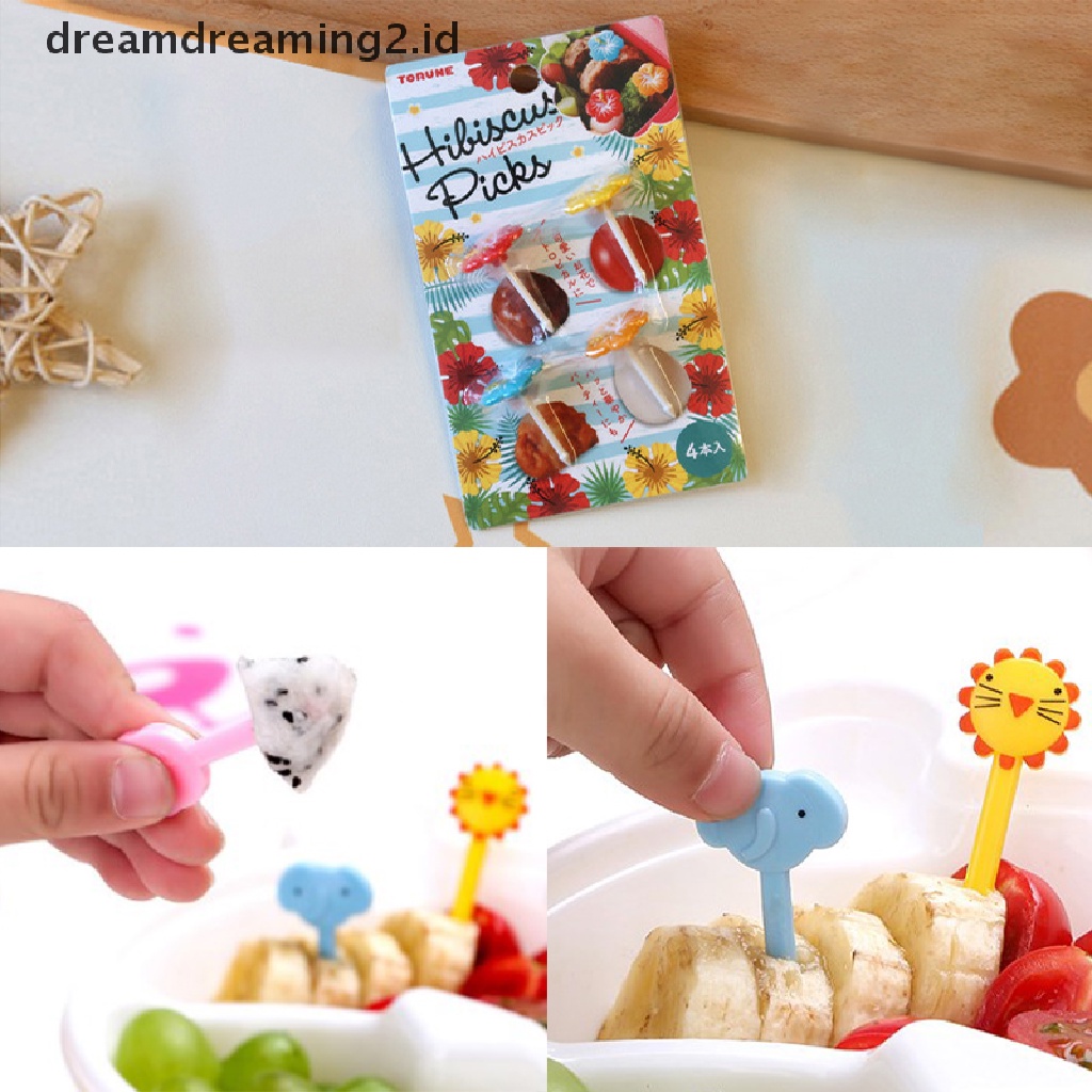 (hot) Garpu Buah Kartun Anak Snack Kue Dessert Pick Tusuk Gigi Bento Hias//