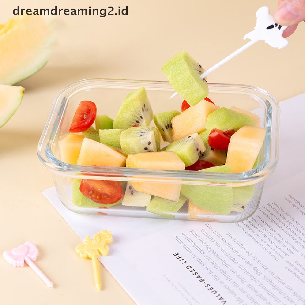 (hot) 6 /8/10pcs Garpu Buah Kastil Mobil Kartun Dessert Bento Dekorasi Pesta//