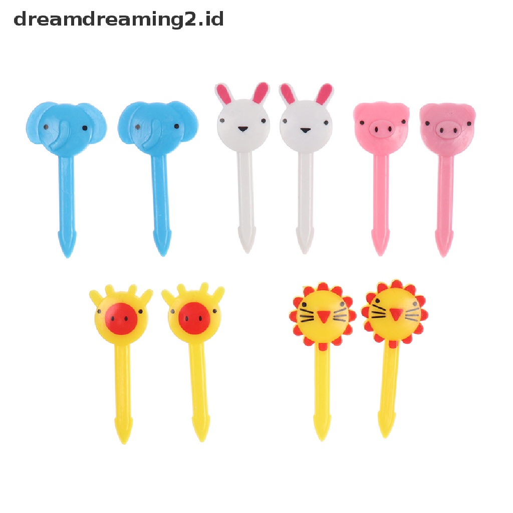 (hot) 10pcs Mini Animal Farm Kartun Garpu Buah Anak Snack Kue Dessert Fork//