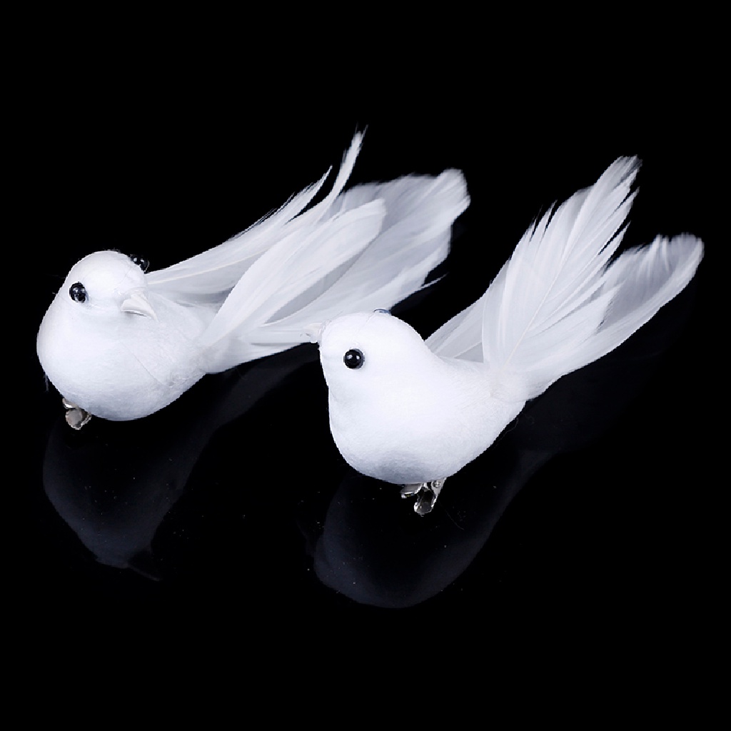 (hot) 2pcs Burung Simulasi Bulu Buatan Doves Feather Taman Mall Ornamen//