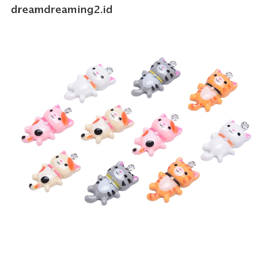 (hot) 10pcs Resin Kucing Hewan Lucu Ch Liontin DIY Membuat Perhiasan Anting Craft//