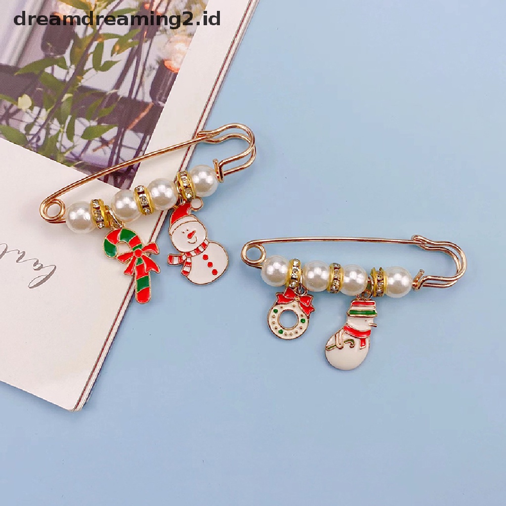 (hot) Merry Christmas Bros Pohon Xmas Santa Claus Sarung Tangan Kaus Kaki Snowman Rusa Snowflake Rantai Rumbai Pin Besar Perhiasan Pesta//