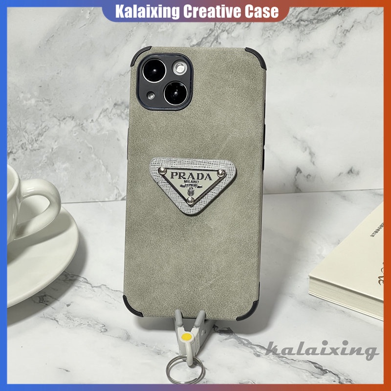 Casing Hp Prada Kulit Untuk iPhone 14 Pro Max14Plus13Mini12Mini11 Pro Max Xs Max Xr X Xs6 7 8 Plus Casing Skin Feel Black Back Cover