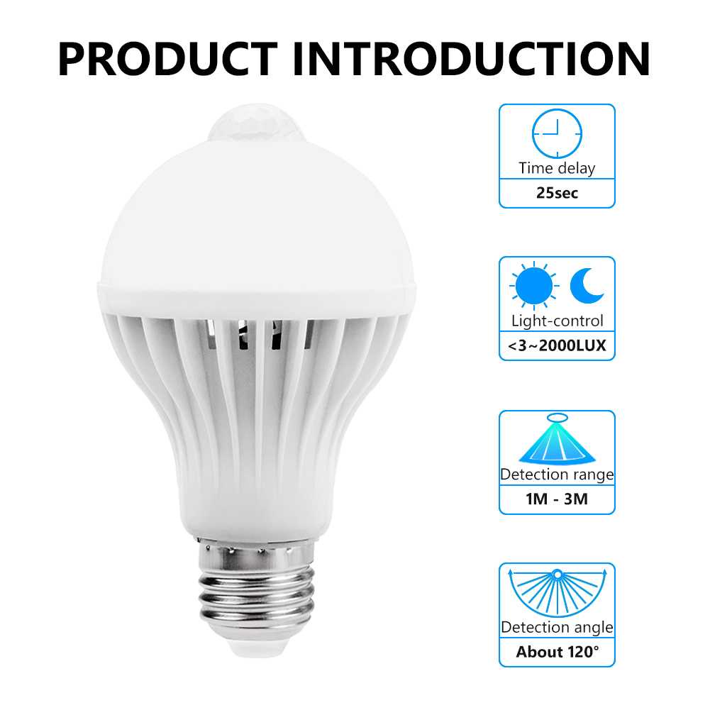 Lampu LED Smart E27 9W with PIR Sensor Gerak Anti Maling