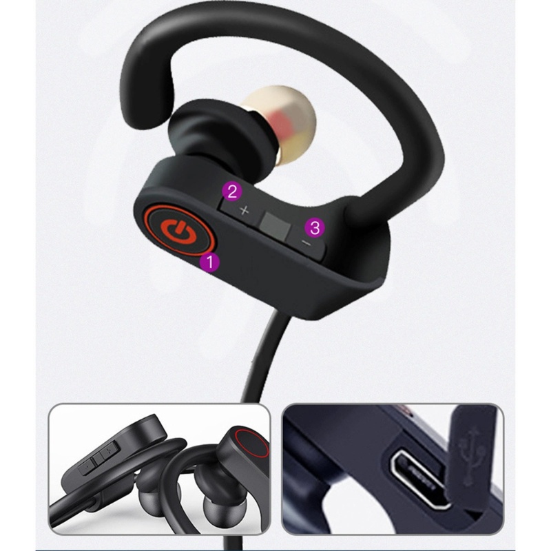 Zzz Earphone Olahraga Headphone Bluetooth-Kompatibel Dengan Kait Untuk Lari Gym