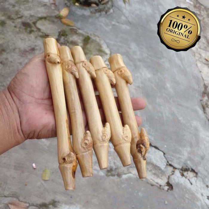 ONCE unik pipa kayu kemuning ukir bambu petuk lubang multy