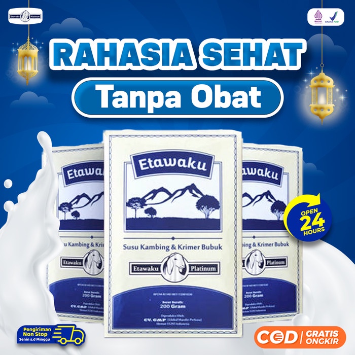 

[Ready-Stock]Cod Etawaku Platinum Paket 3 Box - Susu Kambing Murni + Krimer Bubuk