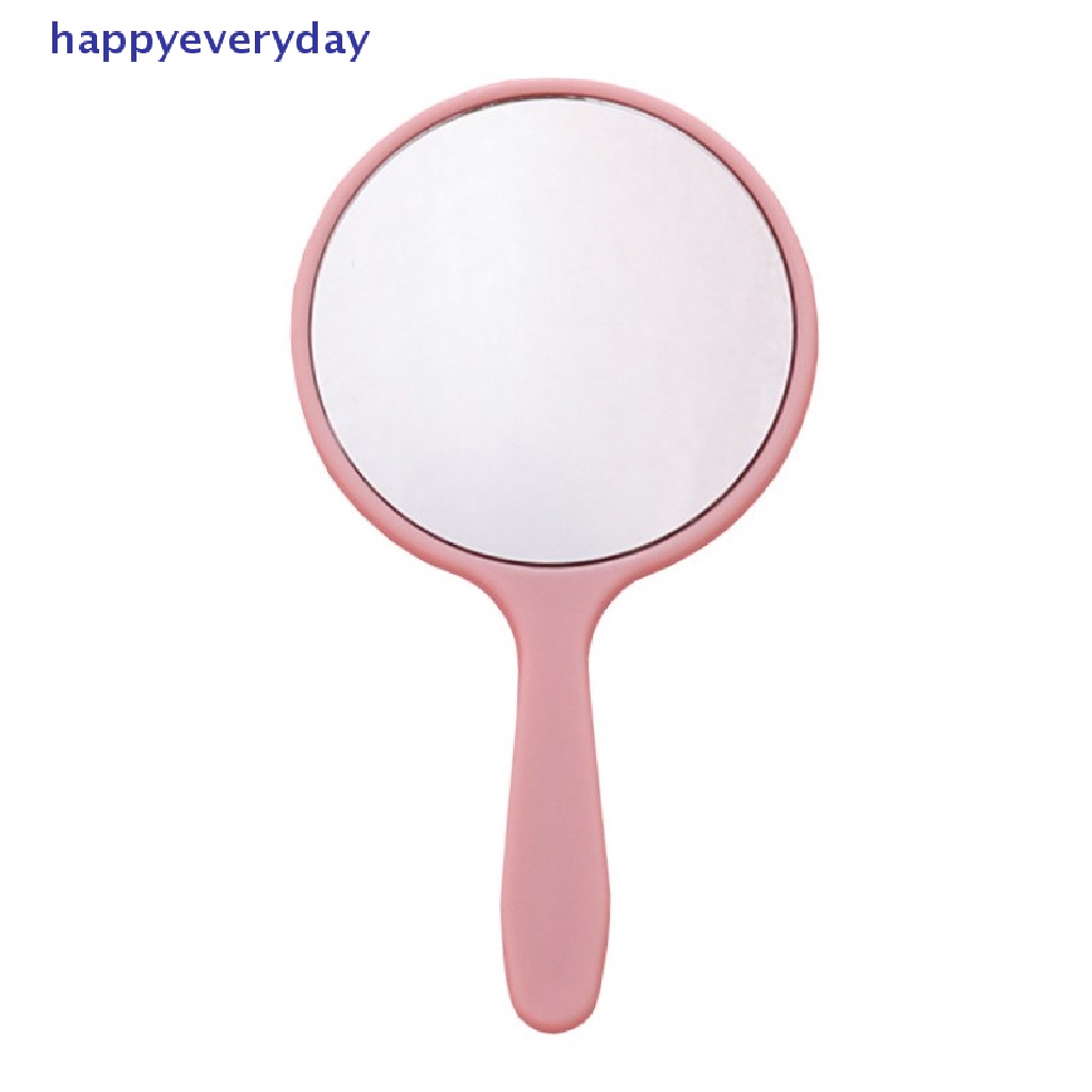 [happy] Cermin Rias Genggam Bulat Vanity Mirror Dengan Handle Hand Mirror Kosmetik [ID]