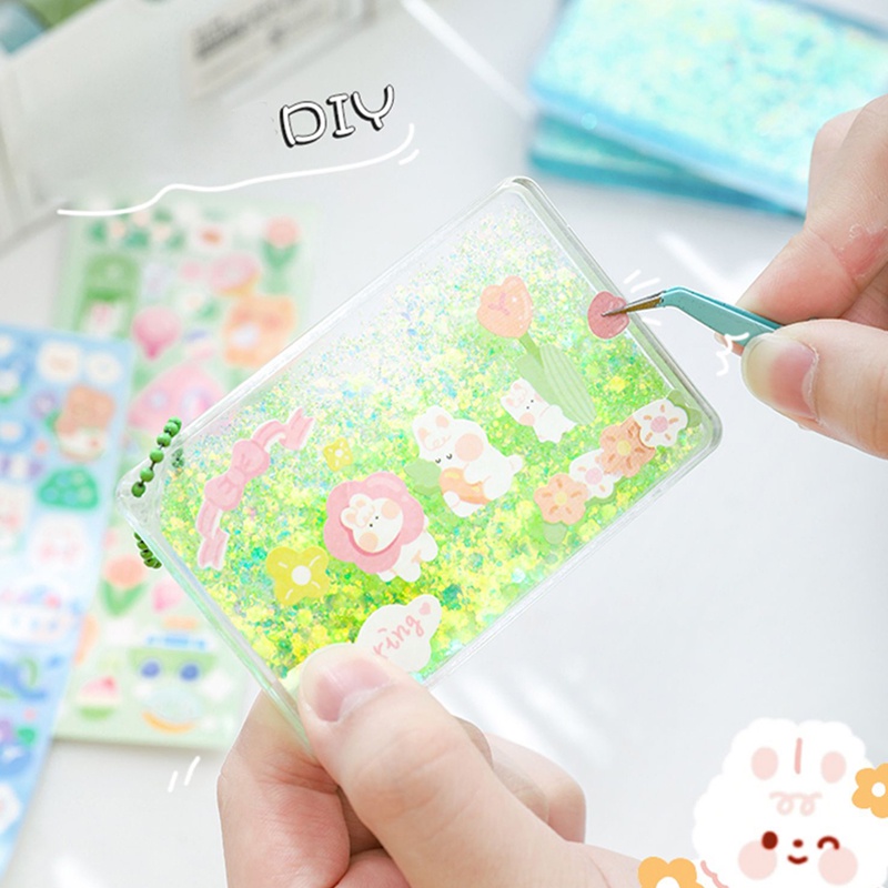 6 Pcs Kartu Stiker Mengkilap Transparan Batu Bata Set Siswa Dekoratif DIY Pasir Hisap Guka Cards