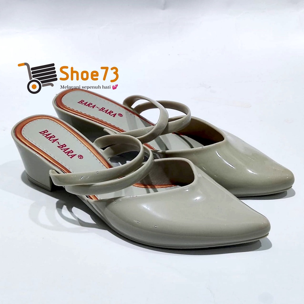 BARA-BARA 713-SPT2TL ORIGINAL, Heels jelly sandal / sendal slop lancip glossy wanita cewek impor