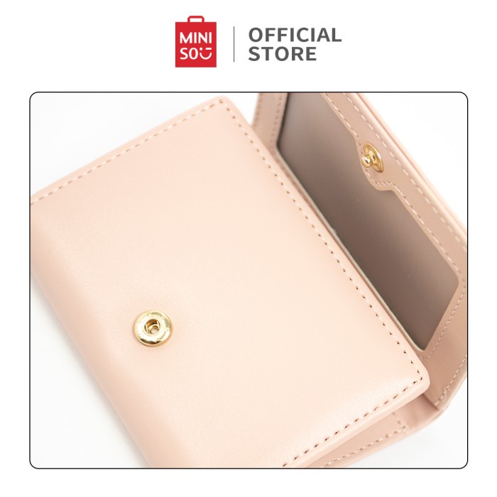 MINISO Dompet Wanita Dompet Pendek Wanita Lipat Tiga Kapasitas Besar - Bear Pink