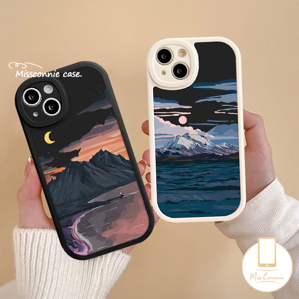 Lukisan Cat Minyak Pasangan Case Infinix Smart5 6panas10 10T 9 10S 11main 11S Note8 Salju Mountian Sunset Pemandangan Lembut Tpu Pasangan Penutup Belakang