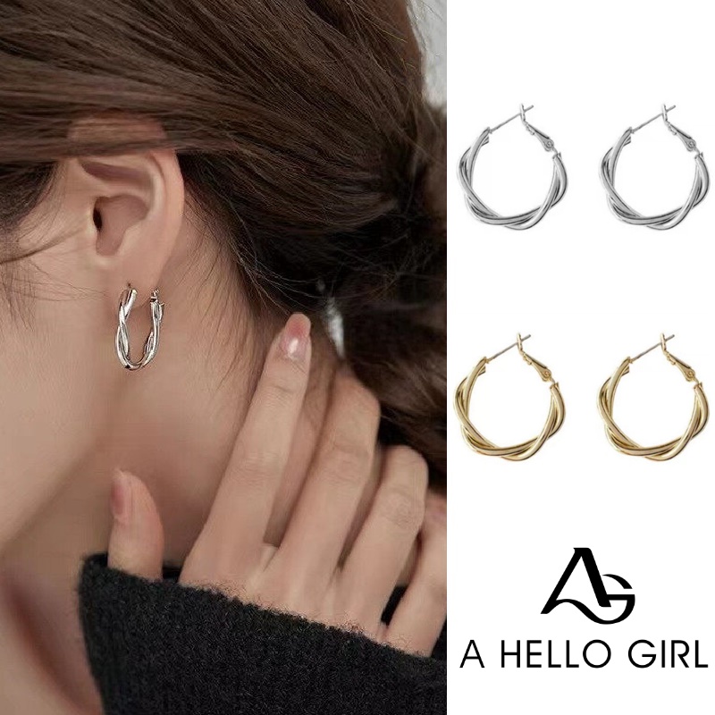 Anting Bulat Model Twist Gaya Retro Korea Untuk Wanita