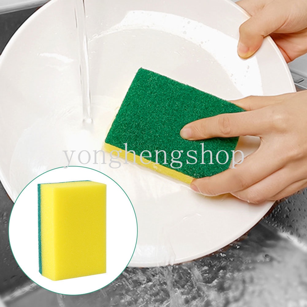 1/5pcs Spons Pembersih Dua Sisi Spons Cuci Piring Lap Panci Wajan Sikat Cuci Piring Pembersih Mangkok Scouring Pads Kitchen Cleaning Cloth Scrub Brushes