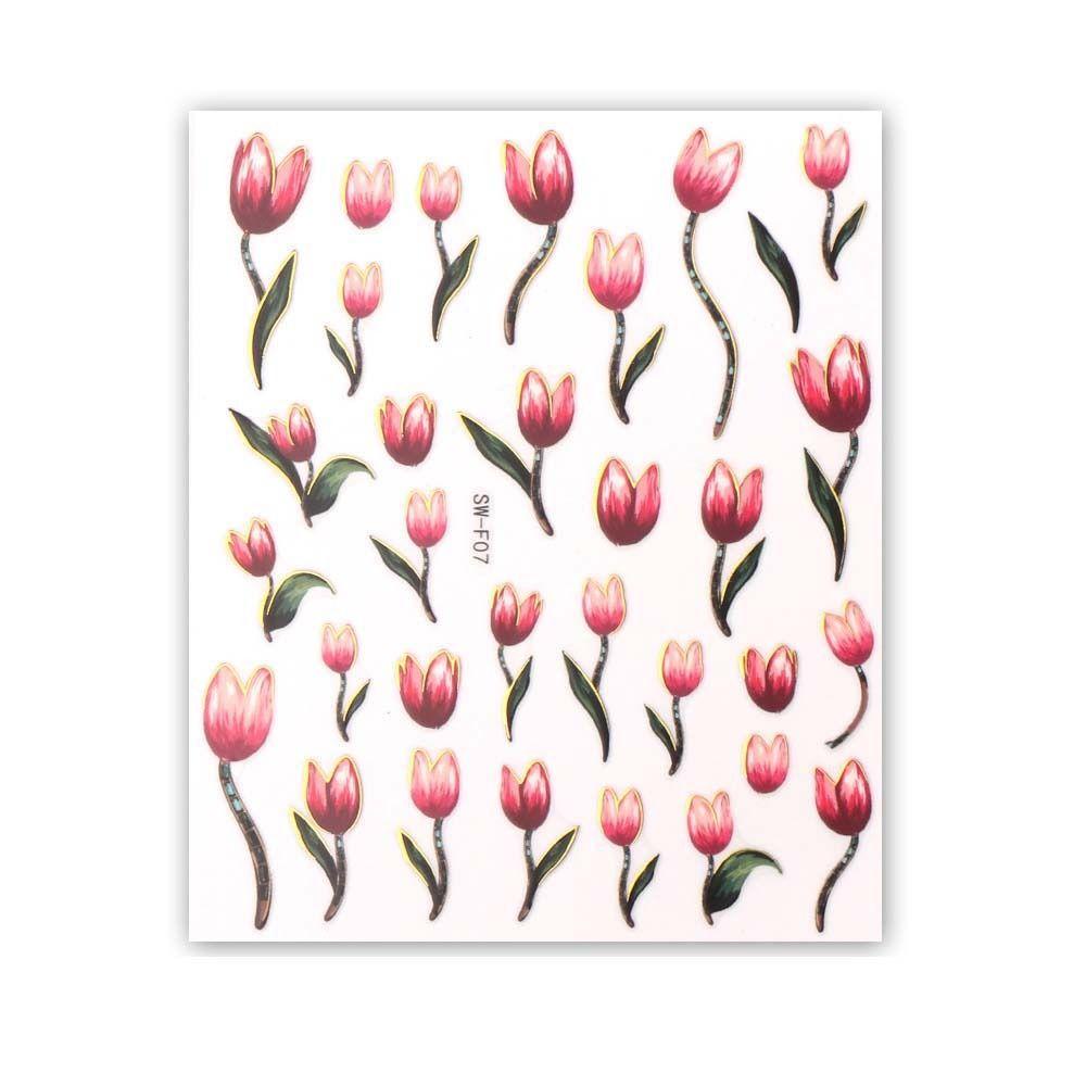 Mxbeauty Stiker Kuku Tulip Fashion Daun Ins Style Dekorasi Kuku Jepang