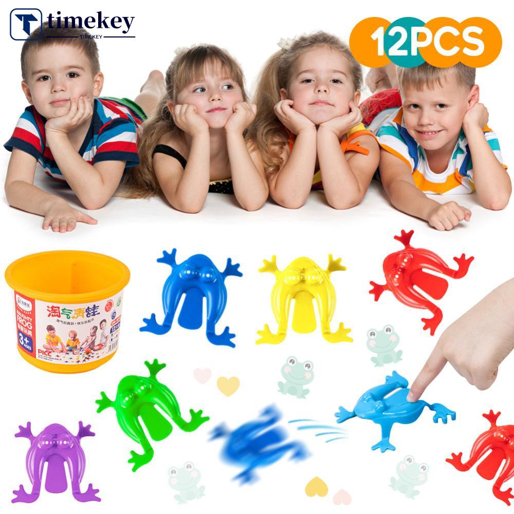 Timekey12 /18/24Pcs Jumping Frog Toys Orang Tua-Anak Bounce Frogs Fidget Toys Mainan Novelty Pereda Stress Untuk Pesta Ulang Tahun Anak DGB1