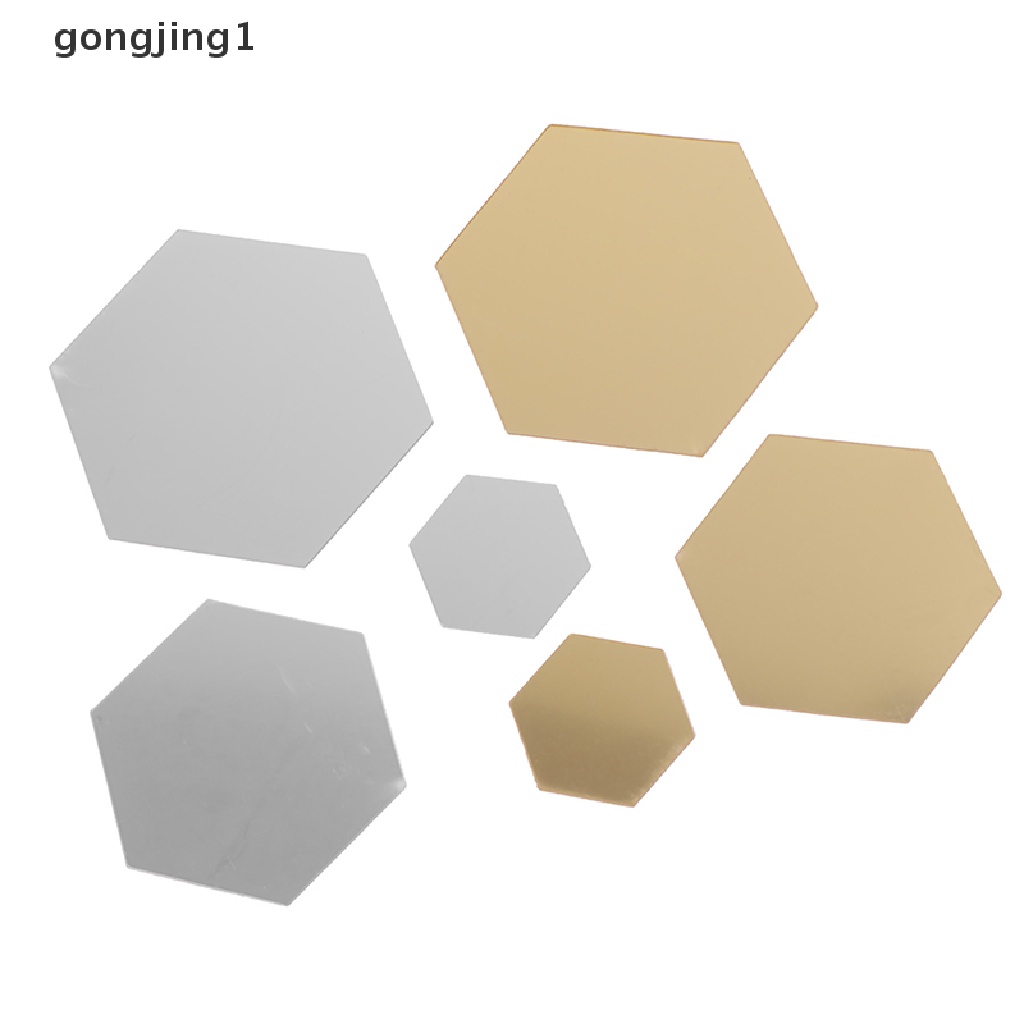 Ggg 12Pcs Bingkai Hexagonal Cermin Stereoskopik Stiker Dinding Dekorasi ID