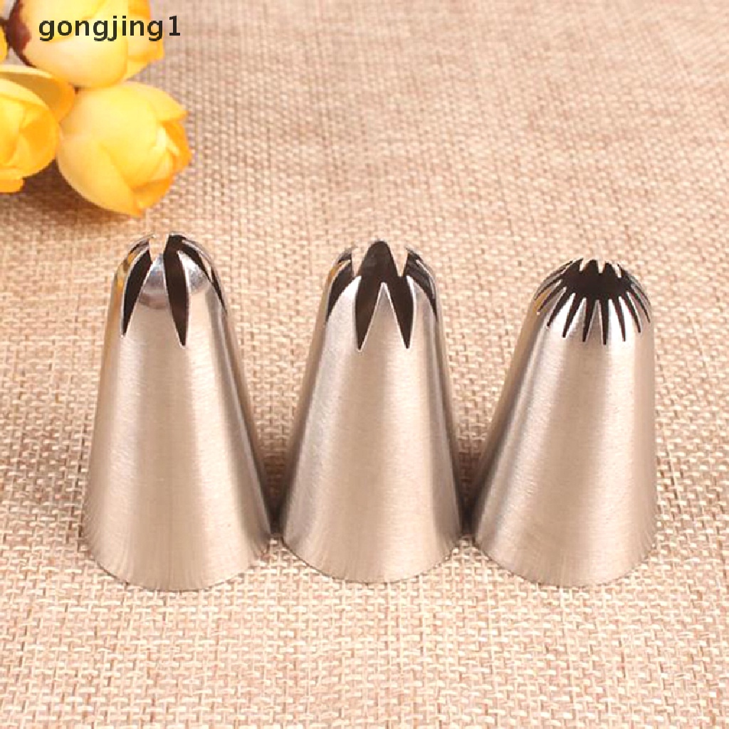 Ggg 3PCs Krim Kue Icing Piping Cupcake Nozzle Pastry Tips Fondant Dekorasi Kue ID