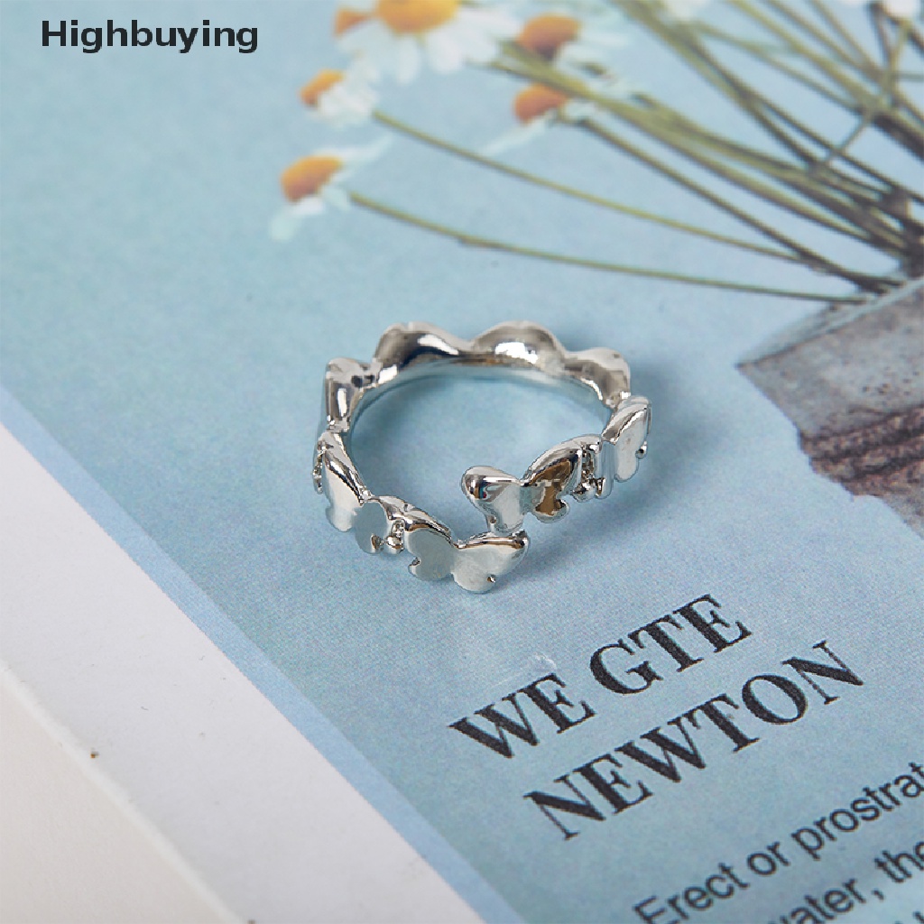 Hbid Cincin Kupu-Kupu Warna Silver Vintage Cincin Jari Yang Dapat Disesuaikan Untuk Wanita Pria Desain Kreatif Fashion Hadiah Jewlery Glory