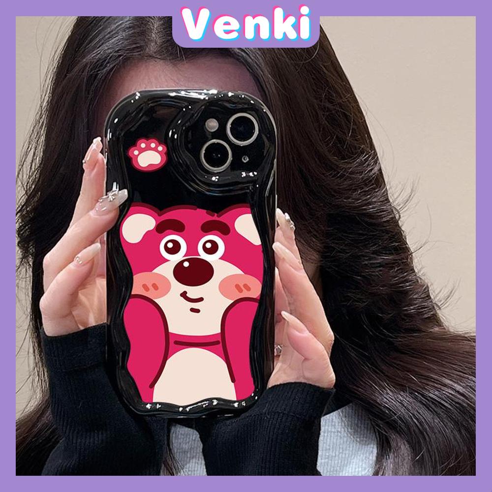 Case for iPhone 11 Pro Max TPU Soft Glossy Curved Wave Case Cute Cartoon Bear Camera Protection Shockproof For iPhone 14 13 12 11 Plus Pro Max 7 Plus X XR