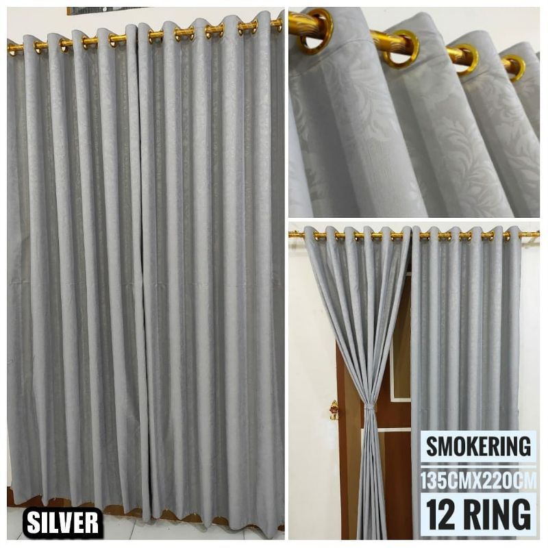 PROMO!!! Tirai Pintu Gorden Jendela Polos Embos Ring Smokering 12 Lubang Ring