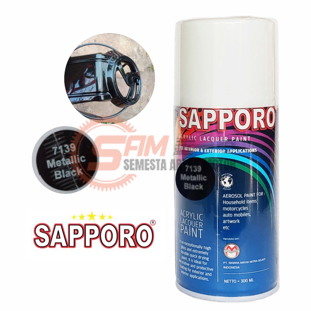 

Pilox Sapporo Metallic Black 7139 Cat Semprot 300ml Pilok Hitam Aerosol Spray