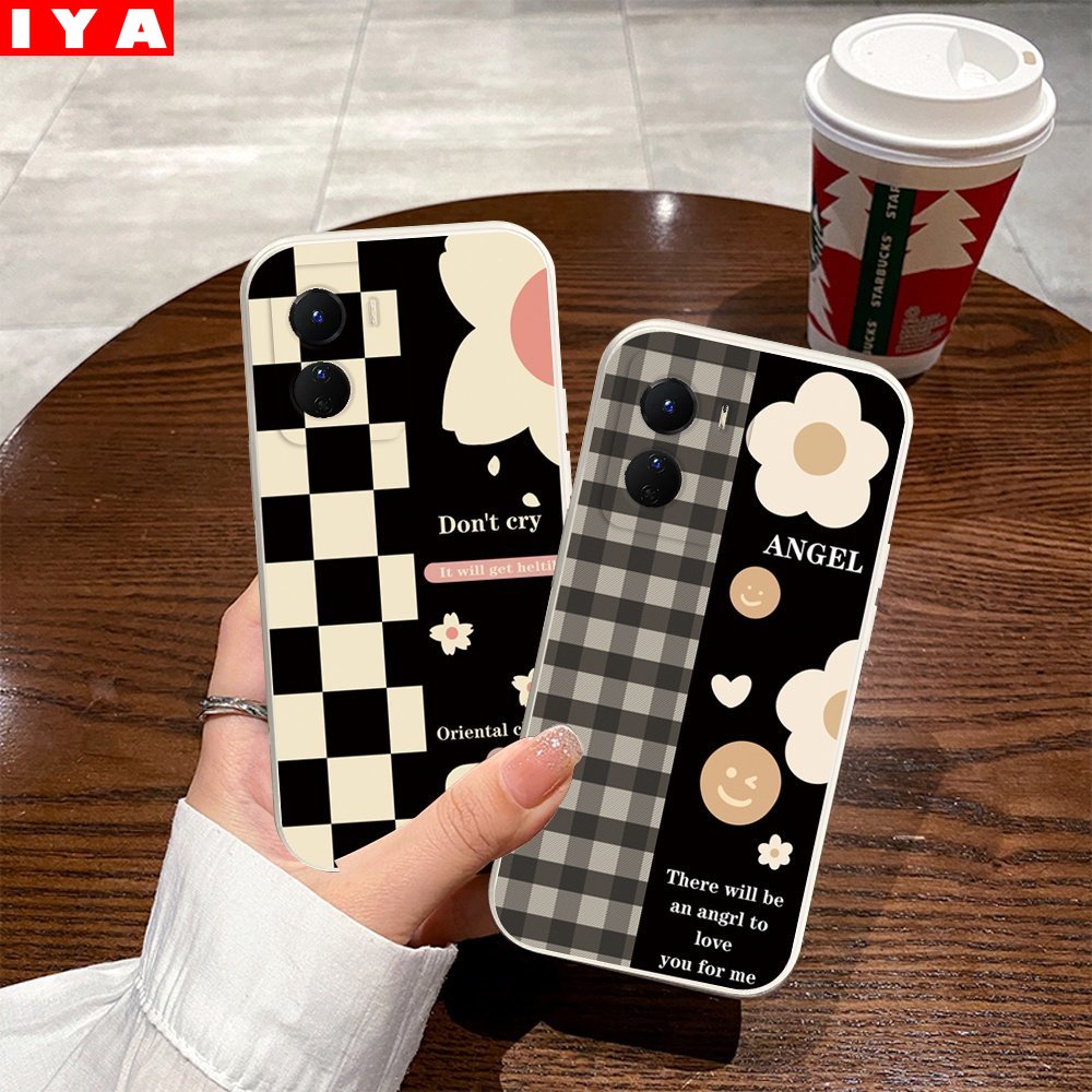 Casing Untuk Samsung A14 A04 A04S A13 A03 A03S A23 A22 A21S A12 A02S A11 A51 A10 A30 A50 A52 A20S A10S M12 J4 Plus Kotak-Kotak Bunga Silikon Lembut Case Cover