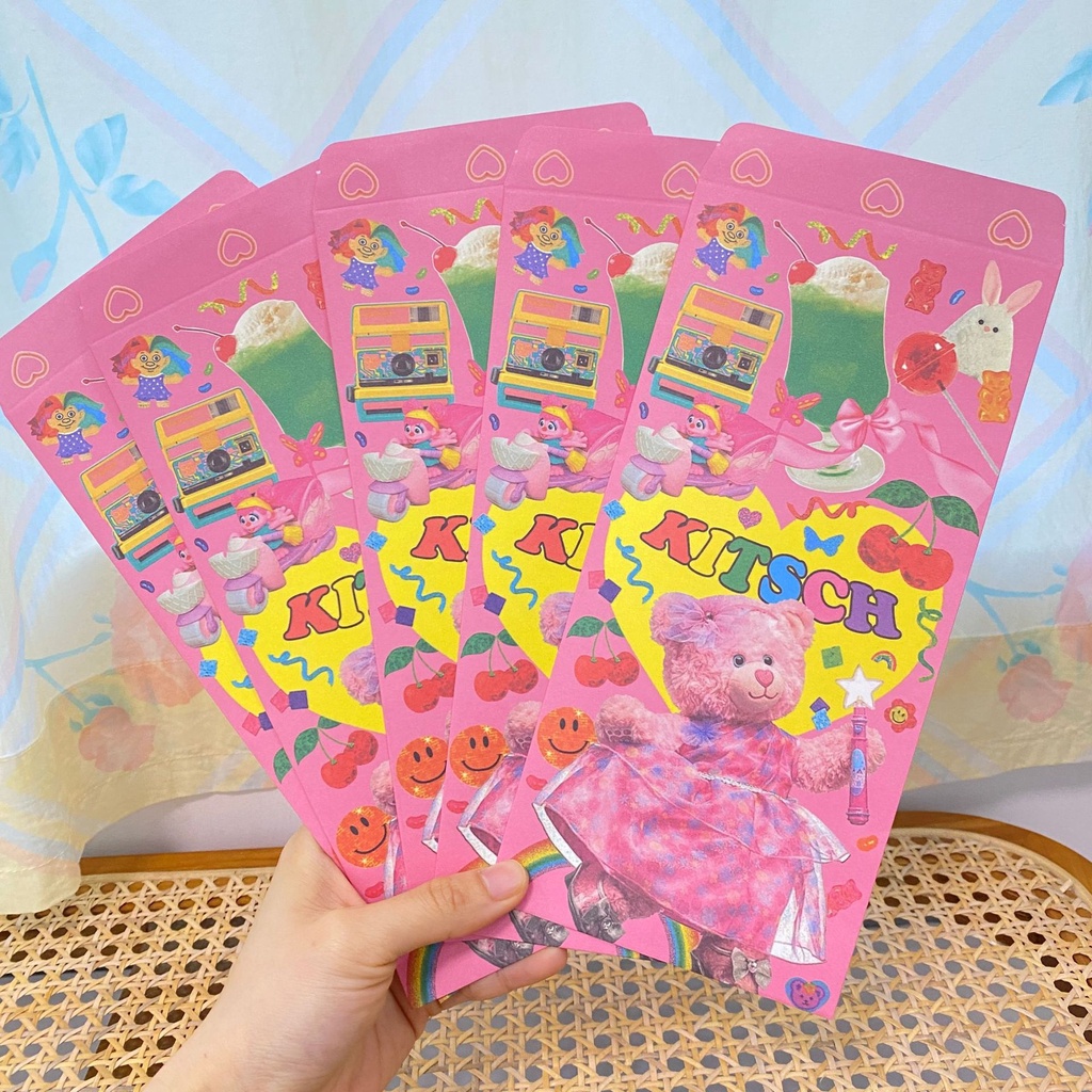 Ins Style Retro Pink Sweetheart Bear Teddy Bear Lucu Tas Amplop Hadiah Tas Amplop Niche Handbook