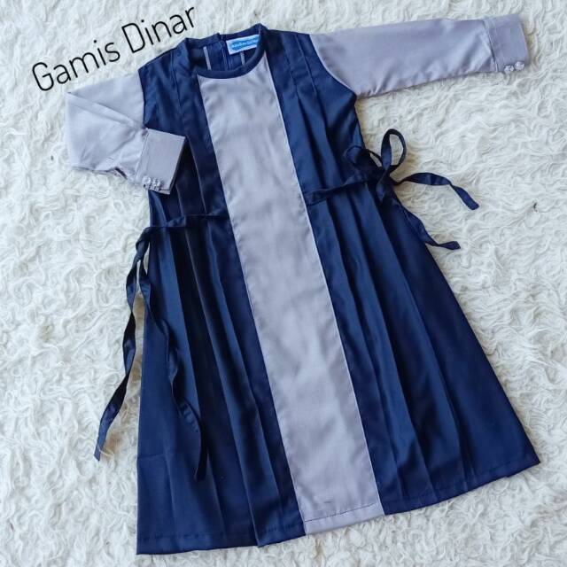 GAMIS /DRESS PANJANG ANAK & DEWASA "' GAMIS DINAR "' WARNA ABU-NAVY