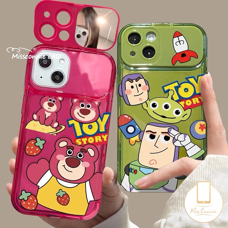 Casing Handphone Cermin Make Up Strawberry Bear Manyo Flip Lucu Untuk Oppo A57 A12 A53 A9 A5 A15 A5s A7 A31 A15s A3s A33 2020 A35 A77S A77 A11K Kartun Toy Story Buzz Lightyear Soft Case