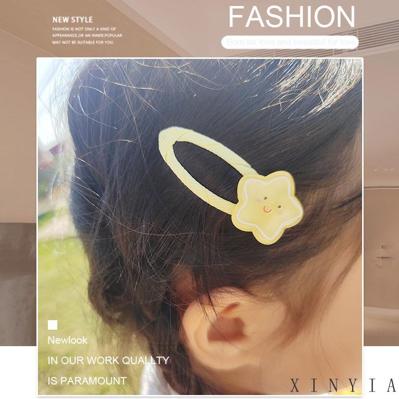 [xinyia.id11] Jepit Rambut Kain Bungkus Oval Bintang Krem Simple Lovely Girl Bang Hairpin