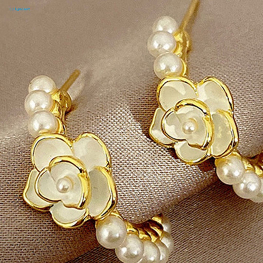 Lilyscent 1pasang Anting Lingkaran Bebas Burrs Perhiasan Fashion Mewah Elegan Stud Earrings Temperamen