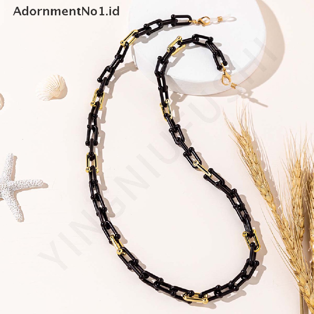 [AdornmentNo1] Fashion Hitam Akrilik Kacamata Rantai Sunglasses Lanyard Kalung Wanita Kacamata Baca Gantung Leher Tali Strap [ID]