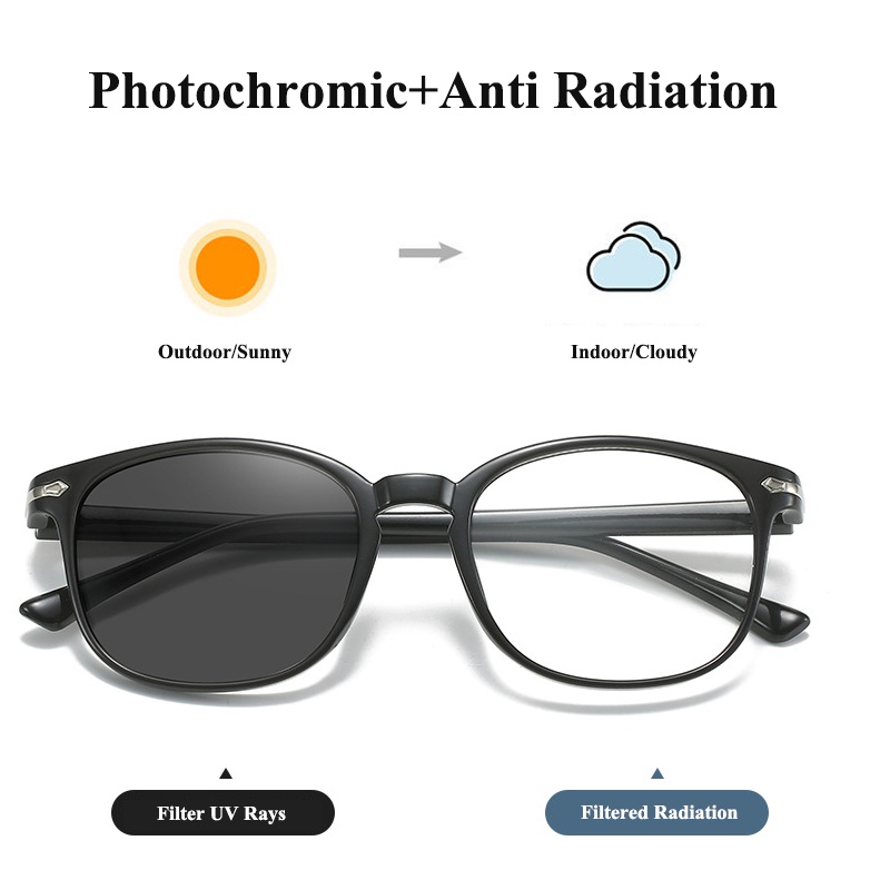 Kacamata Fashion Photochromic Anti Radiasi Untuk Wanita Pria Komputer Frame Bulat