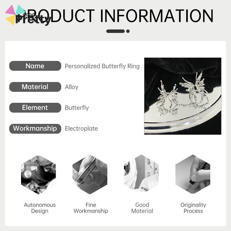 Cincin kupu-kupu Terbuka Adjustable Ring Fashion Korea Gaya Aksesoris Fashion - PD