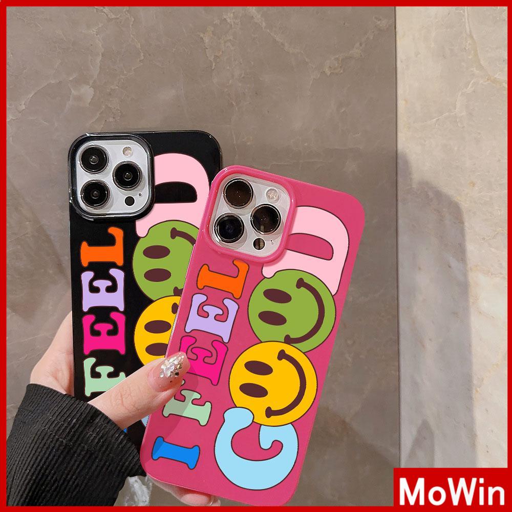 For iPhone 14 Pro Max iPhone Case Black Pink Glossy TPU Soft Case Shockproof Protection Camera Smiley Face Compatible with iPhone 13 Pro max 12 Pro Max 11 xr xs max 7Plus 8Plus