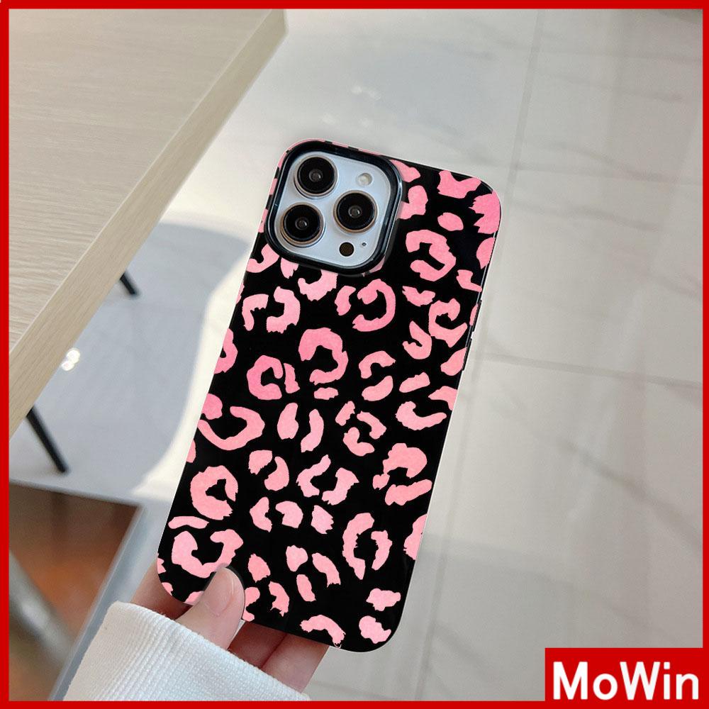 For iPhone 14 Pro Max iPhone Case Black Glossy TPU Soft Case Shockproof Protection Camera Pink Leopard Print Compatible with iPhone 13 Pro max 12 Pro Max 11 xr xs max 7Plus 8Plus