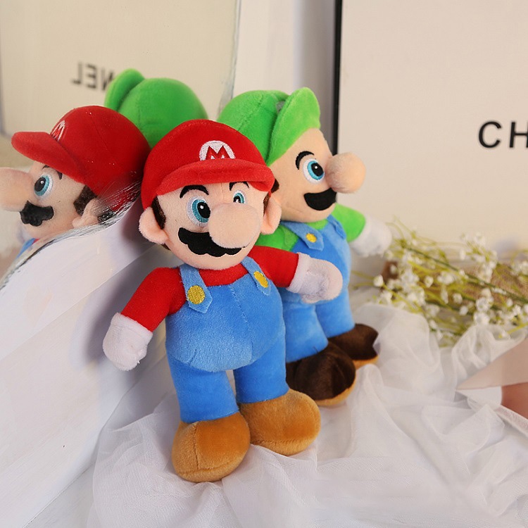 25 cm Super Mario Bros Mainan Mewah Boneka Mario Luigi Games Tokoh Anime Mainan Mewah Dekorasi Games Boneka