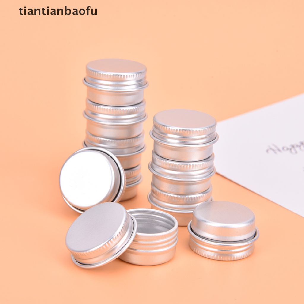 [tiantianbaofu] 10pcs Toples Kaleng Aluminium 5ML Untuk Cream Balm Kuku Wadah Kosmetik Kotak Butik