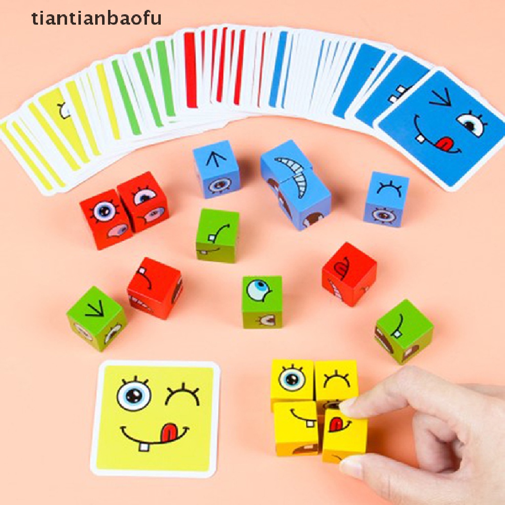 [tiantianbaofu] Facechanging Magic Cube Building BlockGame Matching Expression Puzzle Mainan Butik