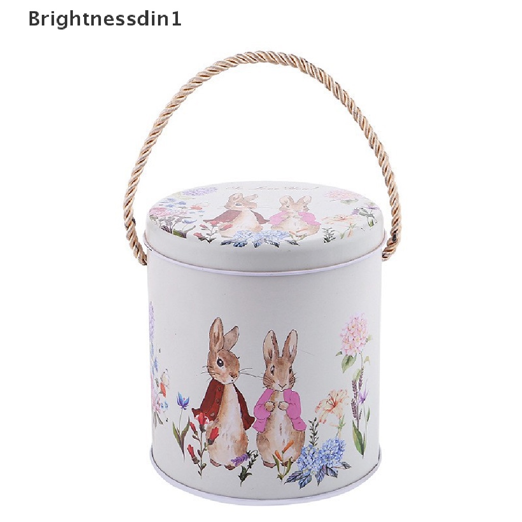 [Brightnessdin1] Vintage Tinplate Easter Rabbit Suitcase Candy Box Gift Box Cookie Koper Kecil Serba Serbi Organizer Penyimpanan Bisa Butik